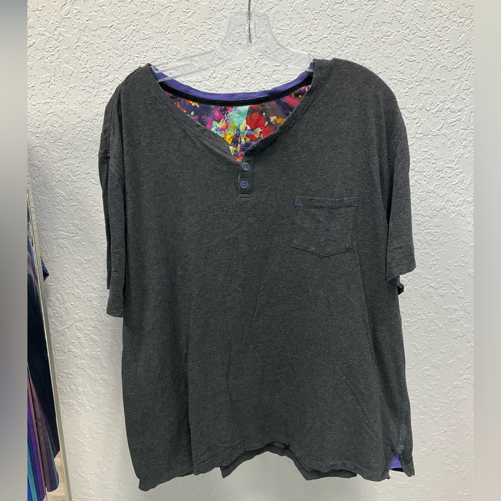 Robert Graham Grey With Buttons T-Shirt, 2XL